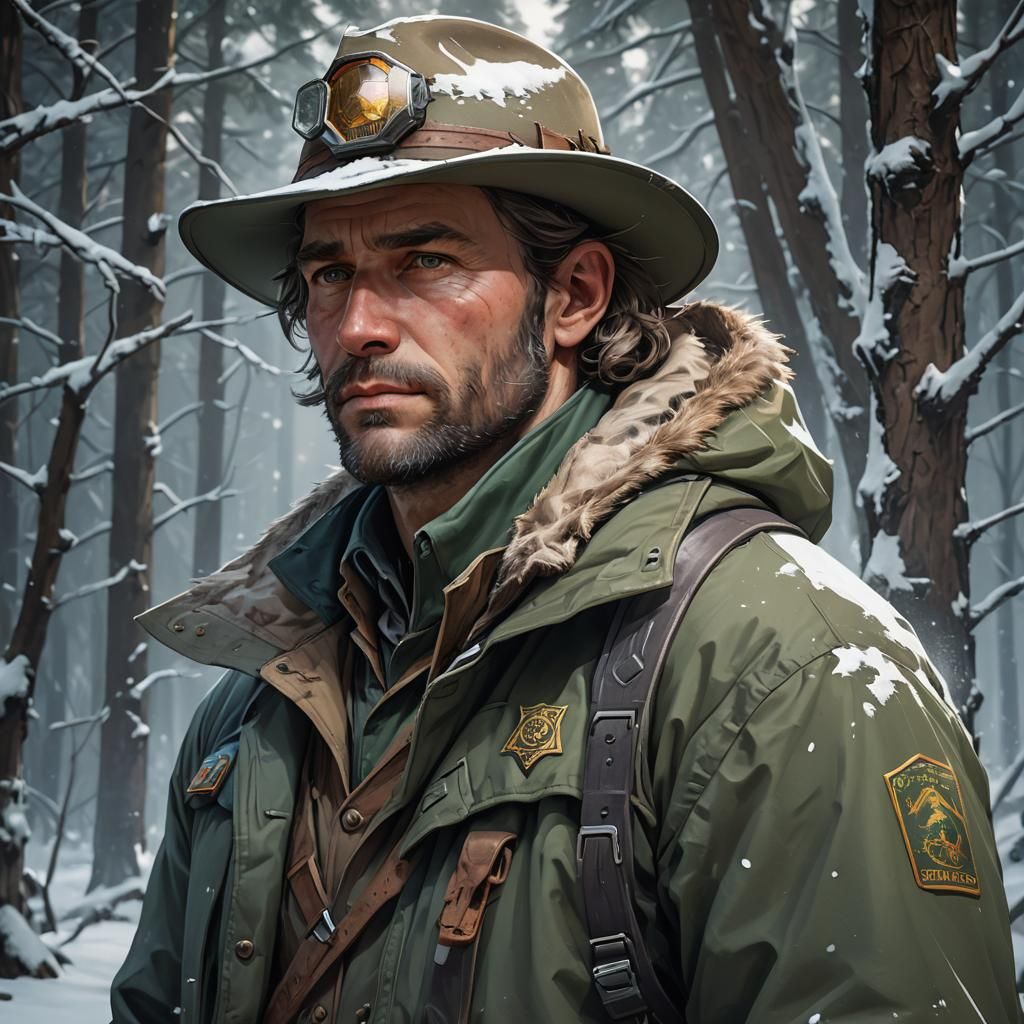 Forest Ranger Portrait in Hyperdetailed Style