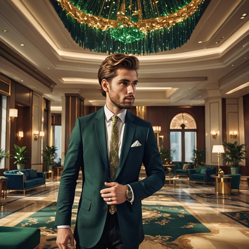 Elegant Hotel Lobby in Golden Hour