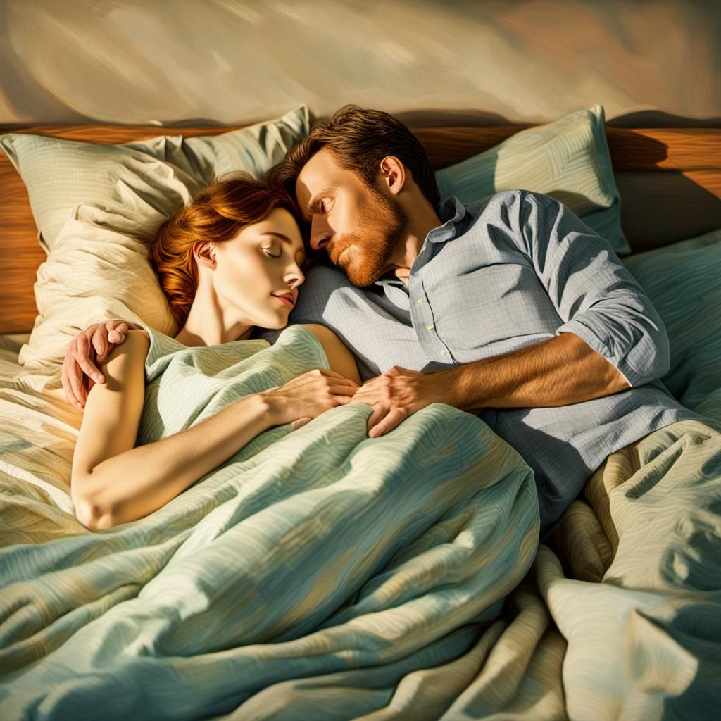 Intimate Couple Portrait as Impressionist Oil Painting