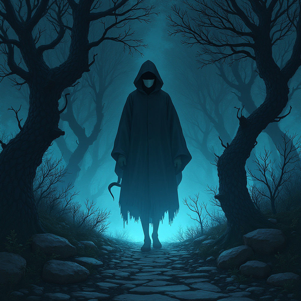 Tanjiro Kamado in Dark Manga Fantasy Landscape