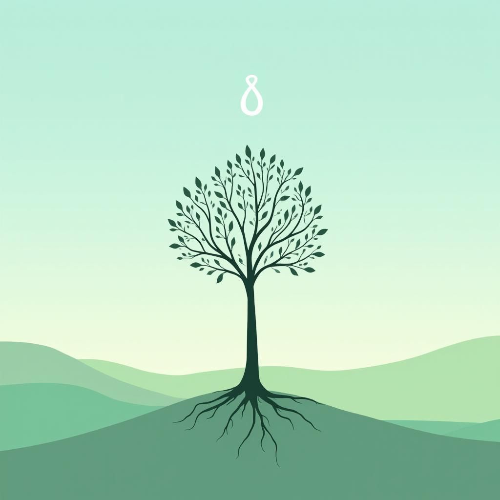 Stylized Tree with Bold Lines in Minimalist Design