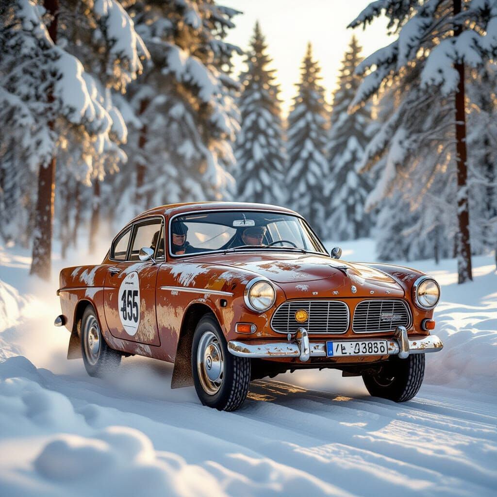 Vintage Volvo Races in Snowy Swedish Rally