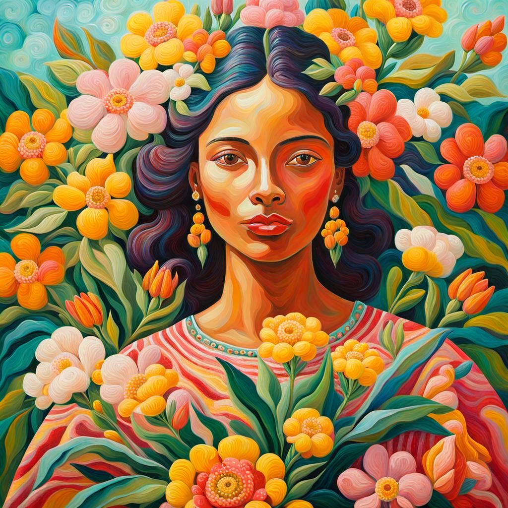 Naive Art Portrait in Style of Séraphine Louis