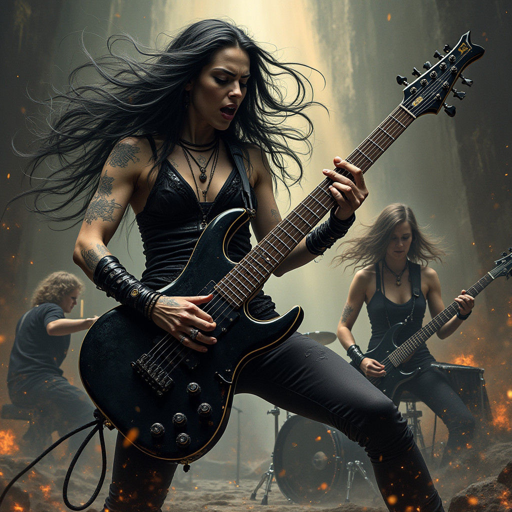 Brutal Death Metal Musician in Surreal Style