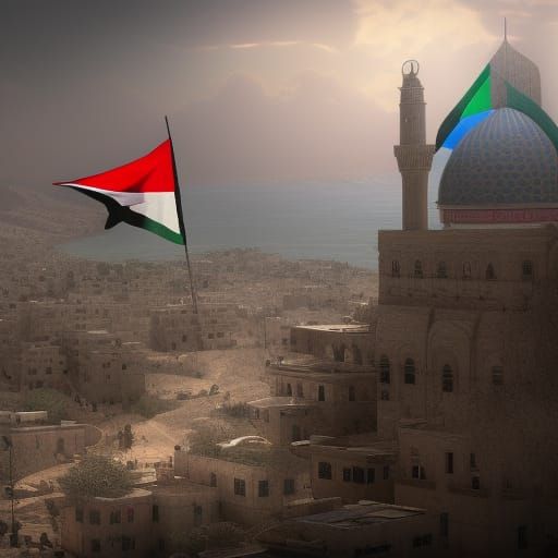 Detailed Matte Painting of Palestine Flag