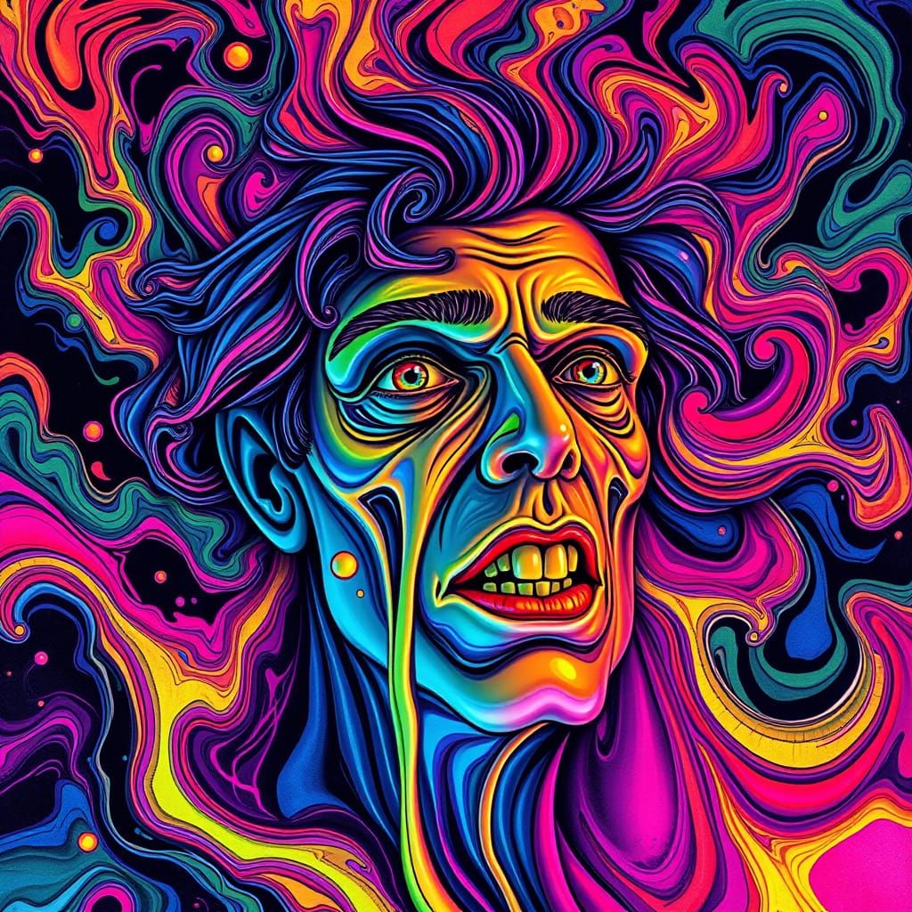 Vibrant Neon Dreamscape Unfolds in a Swirling Maelstrom of C...