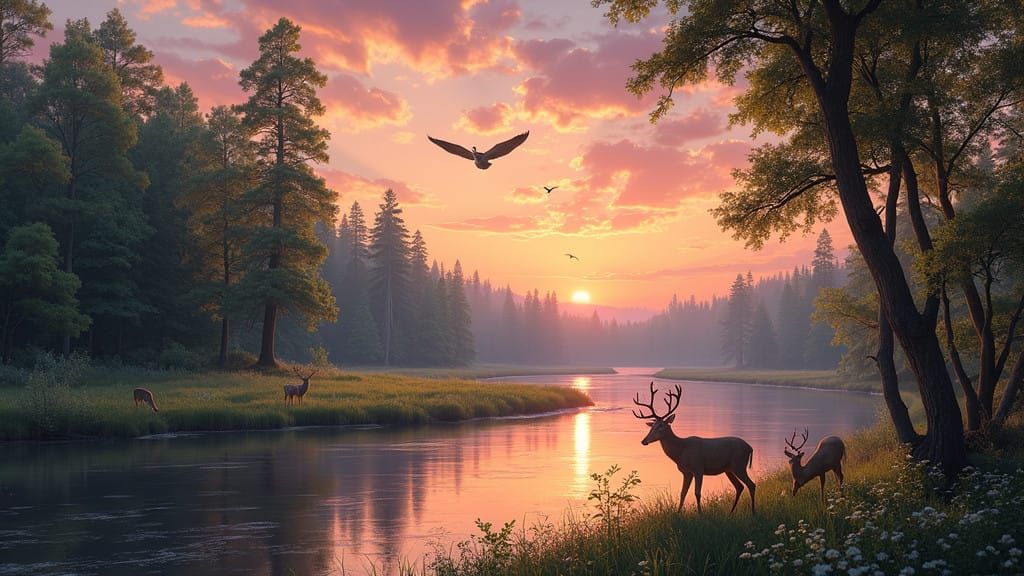 Serenene Sunset Landscape in Vibrant Colors