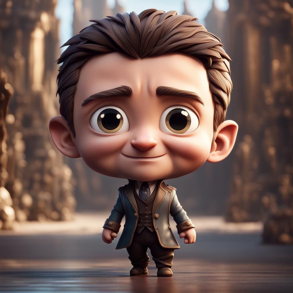 Hyperrealistic Chibi Hugh Jackman in Detailed Matte Painting