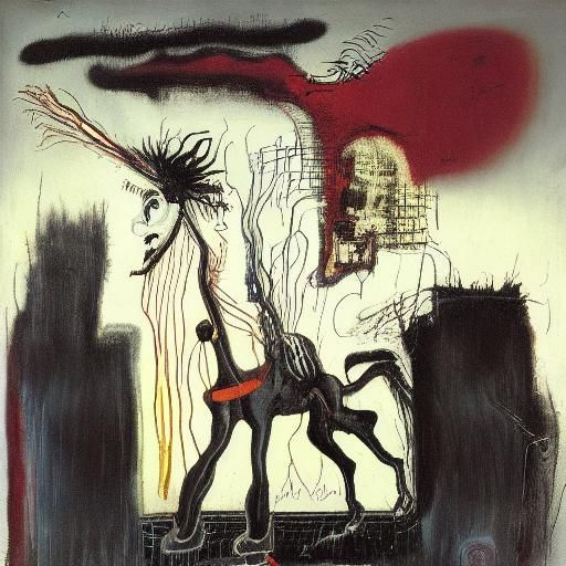 Headless Horseman in Basquiat and Dali Style