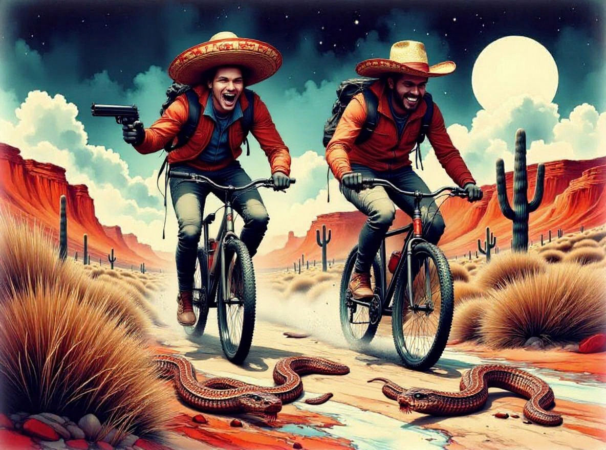 Desert Cyclists Defend Against Snakes
