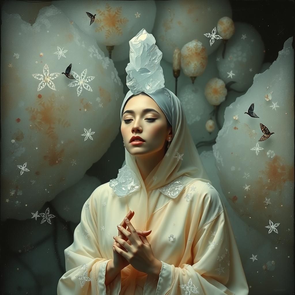 Luxury Salt Crystal Mixed Media Screen Print