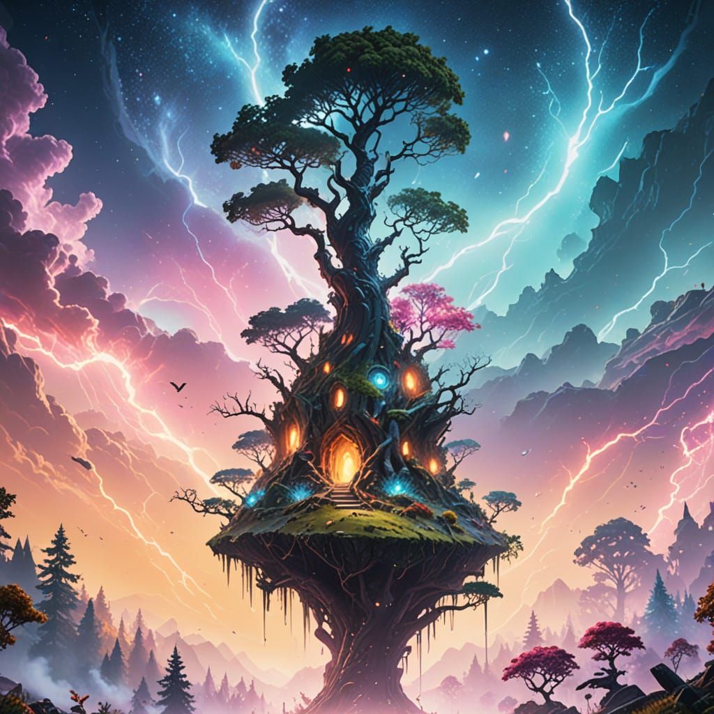 Surreal Forest Figure in Vibrant Oil Painting