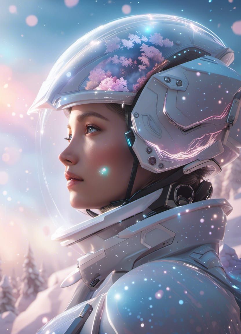 Robot Sees Snow in Dreamlike Illustration