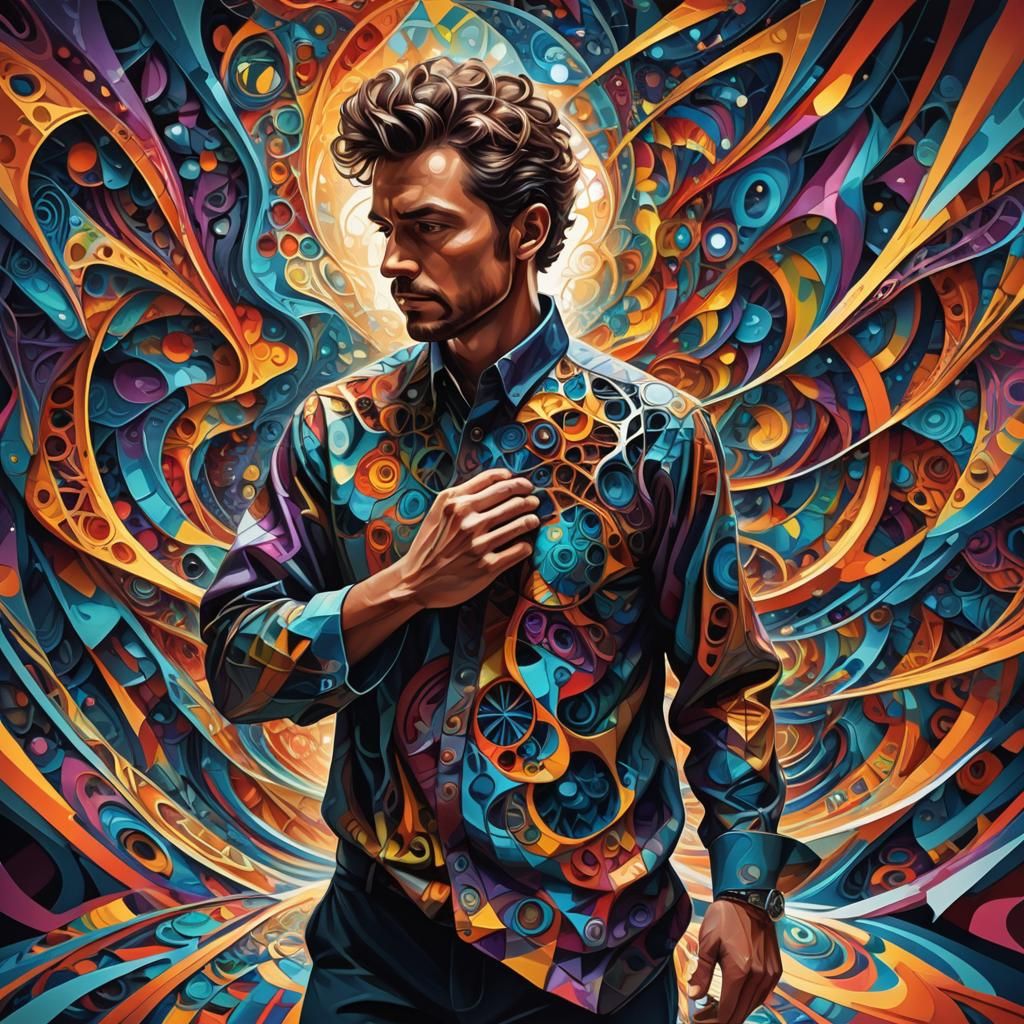 Futuristic Fractal Art of Man Dressing