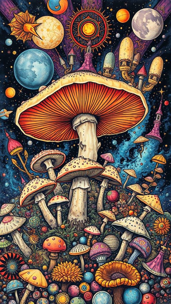 Ethereal Psychedelic Explosion in Gouache Style