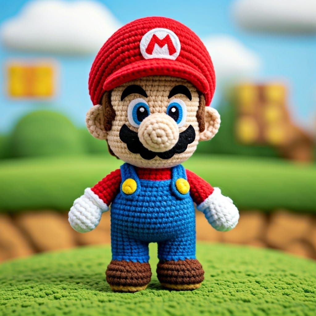 Whimsical Amigurumi Mario in Vibrant Colors