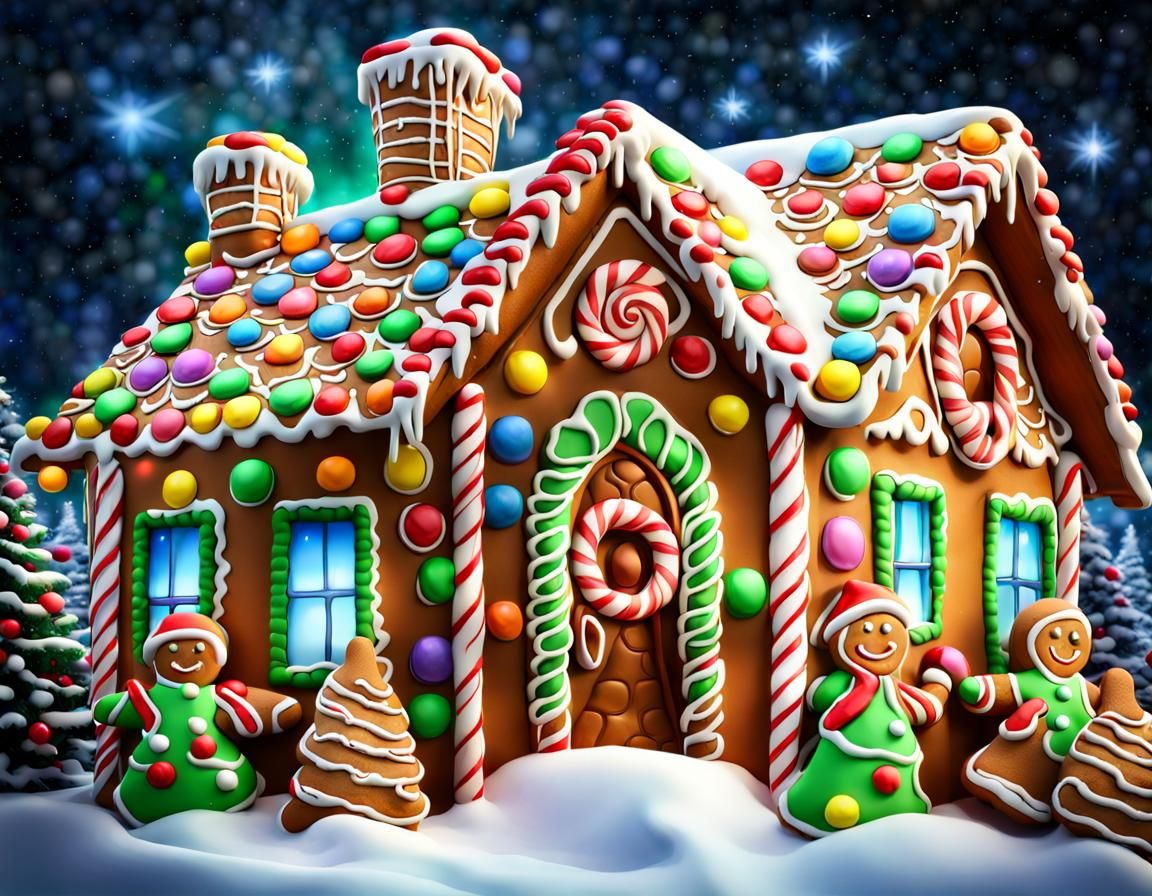 Festive Christmas Gingerbread House in Rainforest