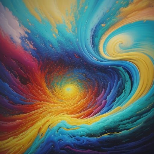 Surreal Person Surrounded by Clouds in Oil Painting Style