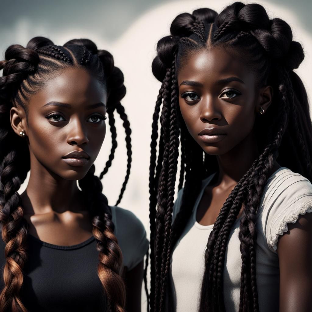 Melanin Girls with Braids in Burton Style