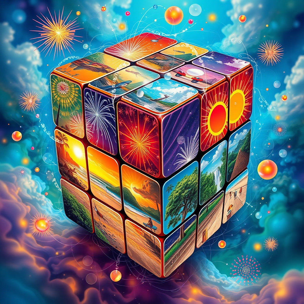 Surreal Summer Rubik's Cube: Dreamlike Kaleidoscope