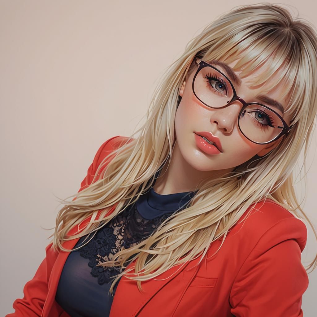 Hyperrealistic Portrait of Girl with Glasses