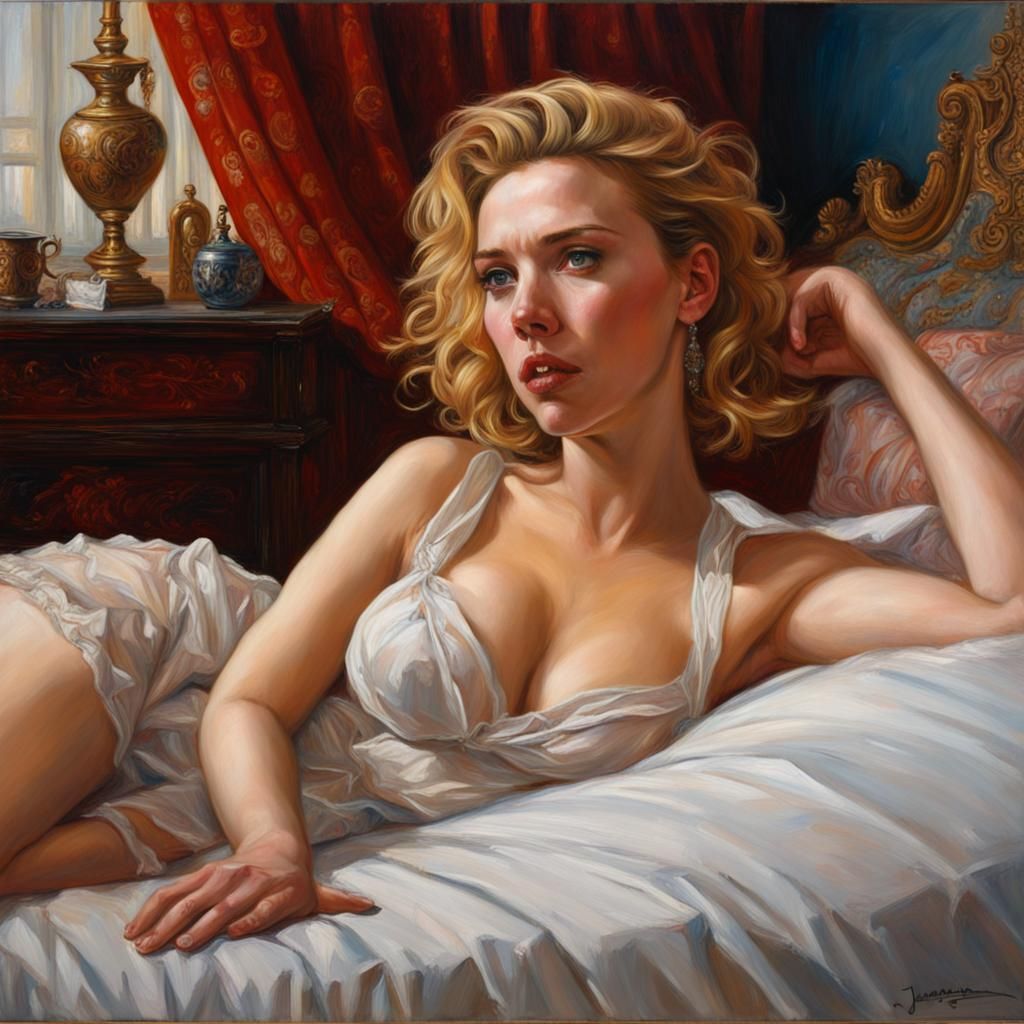 Reclining Nude Figure in Oil Painting Style