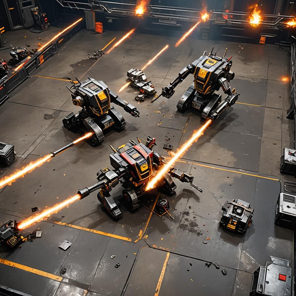 Robot Battle Bots Clash in Arena Showdown