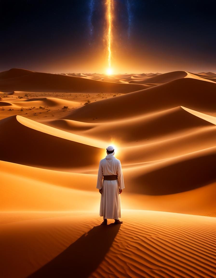 Mystical Messiah in Desert Landscape: Sufi Art