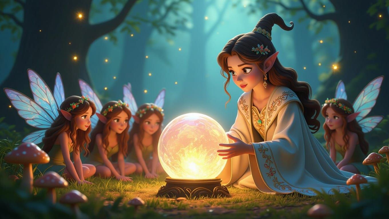 Whimsical Sorceress in Enchanted Forest