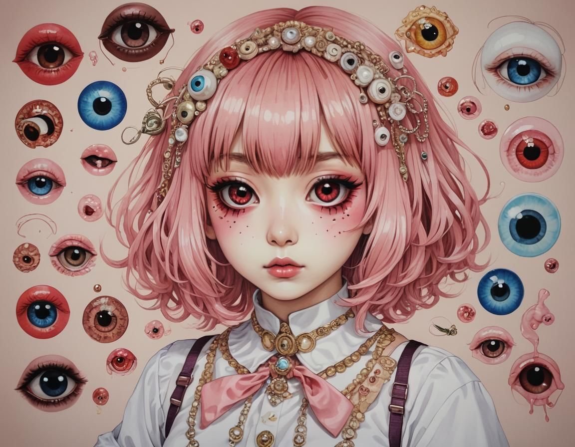 cute girl with eyeball accessories
