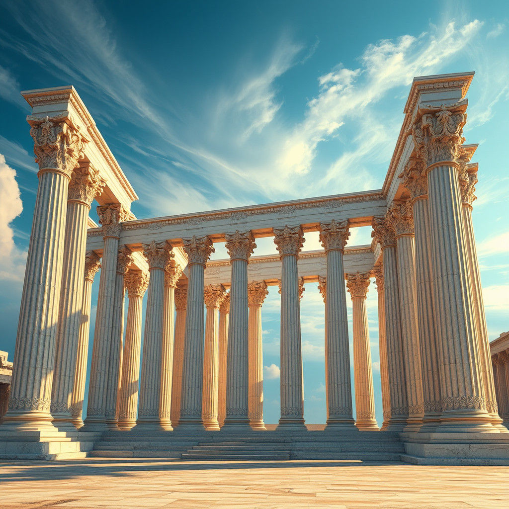 Majestic Marble Colonnade in Fantasy Concept Art Style