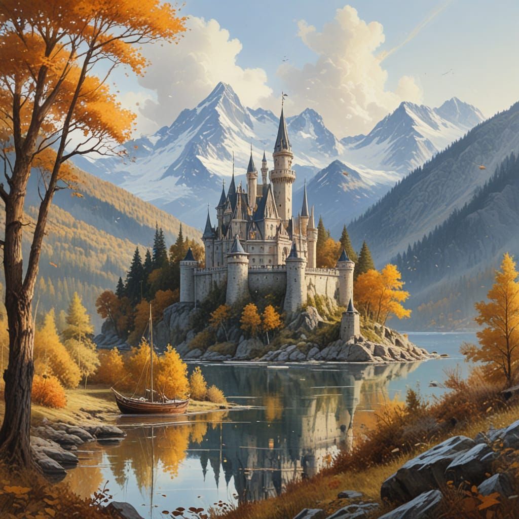 Majestic Fairy Tale Castle Oil Painting