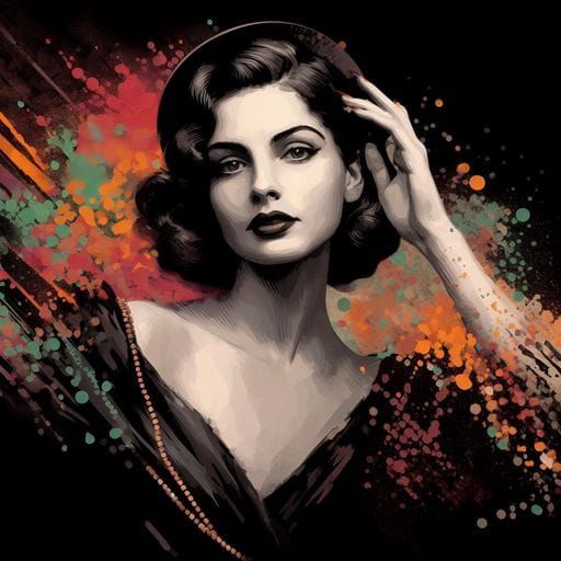 Elegant Woman in 1930s Style, Splash Art