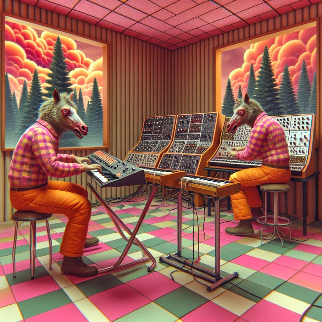 Surreal Synthpop Horse-Creatures in Plaid Shirts