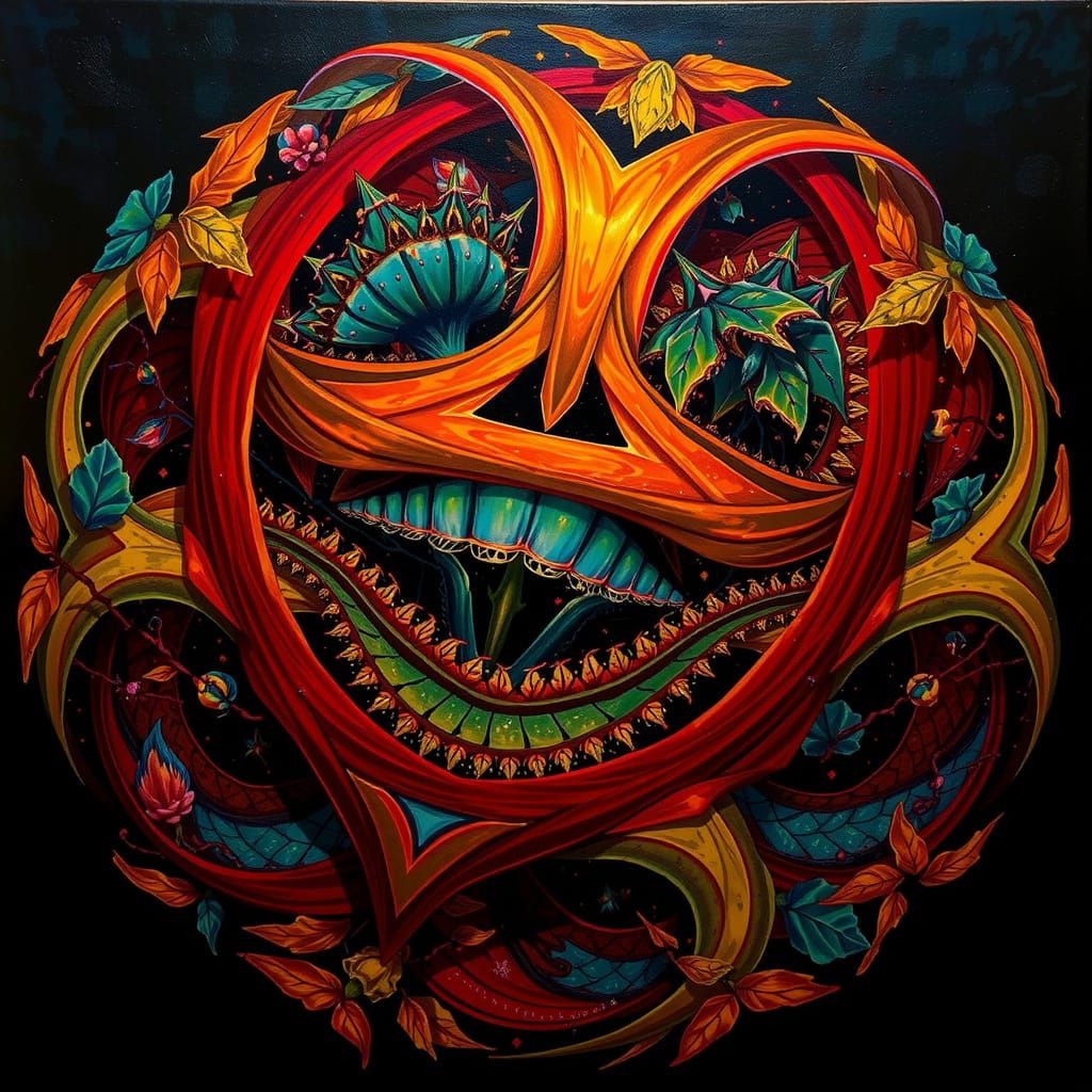 Abstract Botanical Forms with Crystalline Leaves