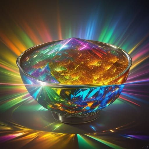 Prismatic Light Refraction in Hyperrealistic Oil Painting