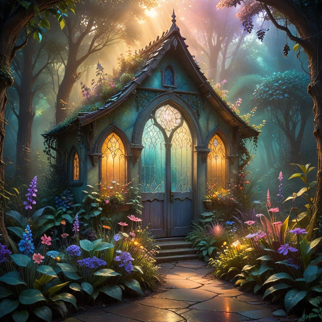 Ethereal Gothic Cathedral in Vibrant Twilight