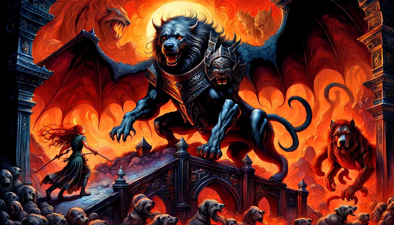 Macabre Valkyrie and Hellhound at Hell's Gate