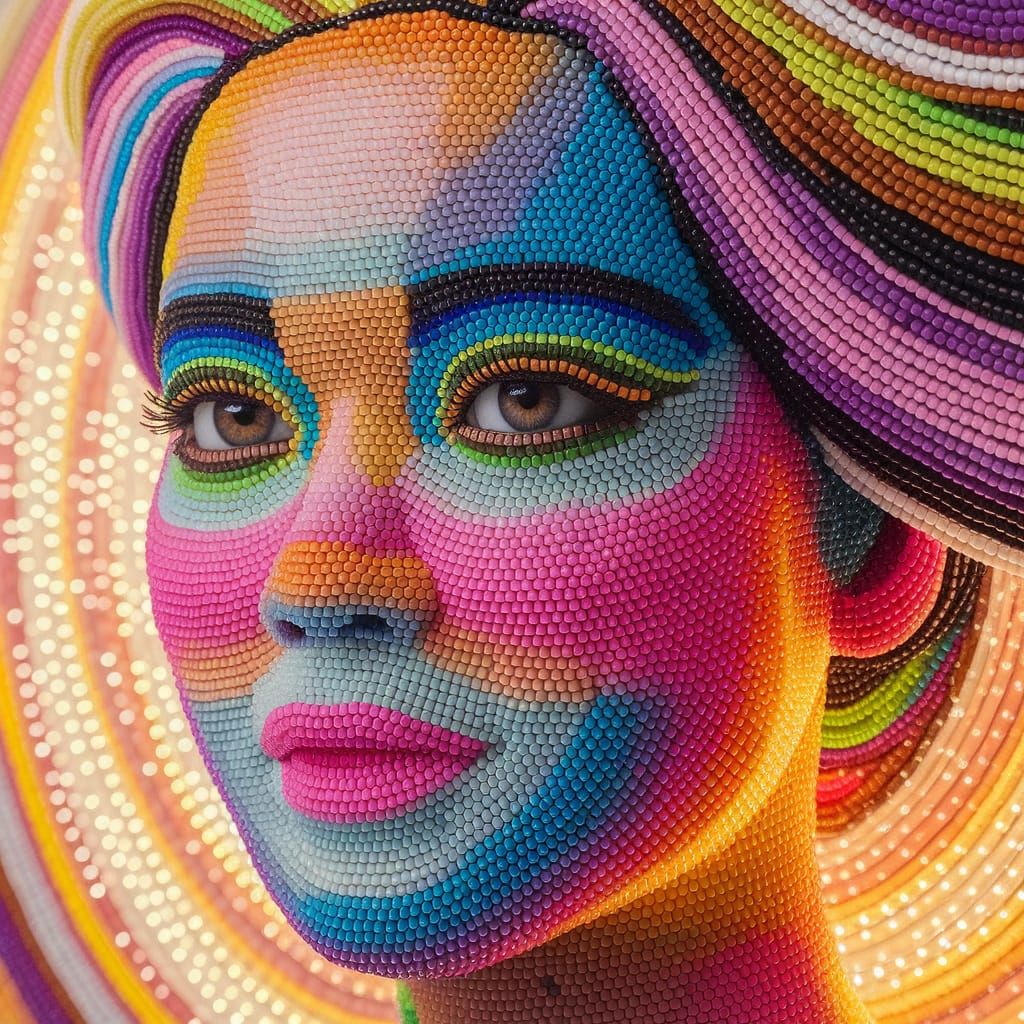 Mesmerizing Beaded Portrait of a Woman