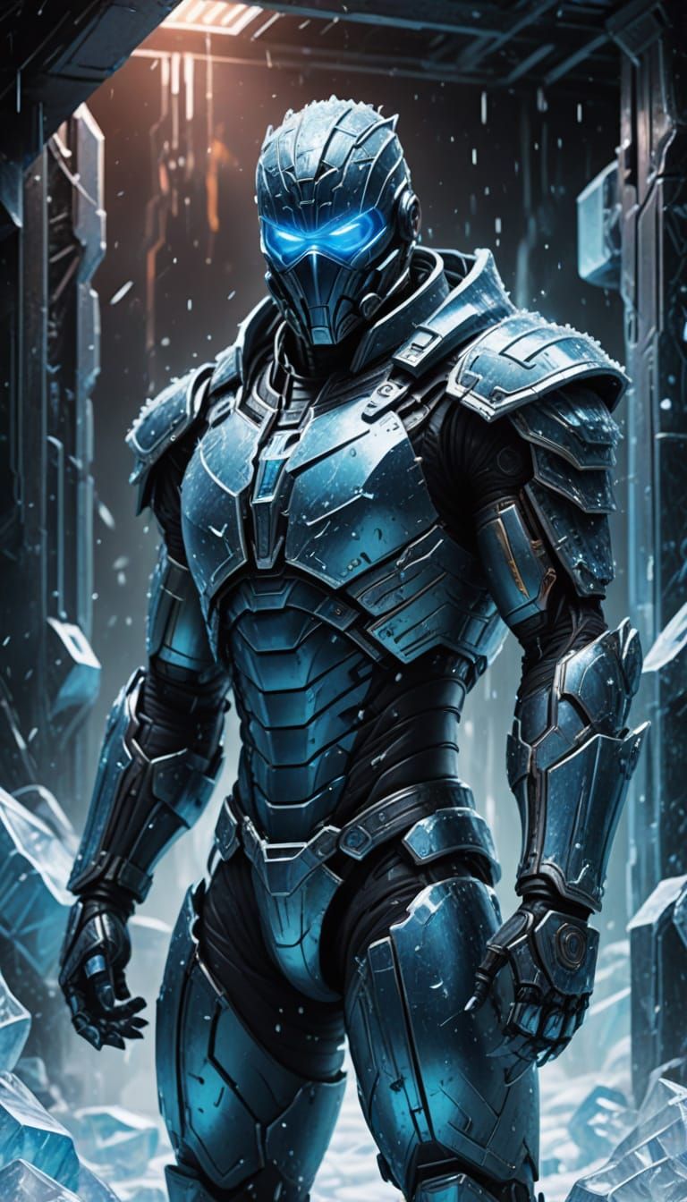 Android Sub-Zero in Hyper-Realistic Cyberpunk Style