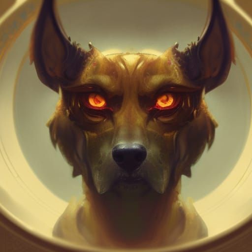 Hellhound in Teacup: Detailed Digital Art