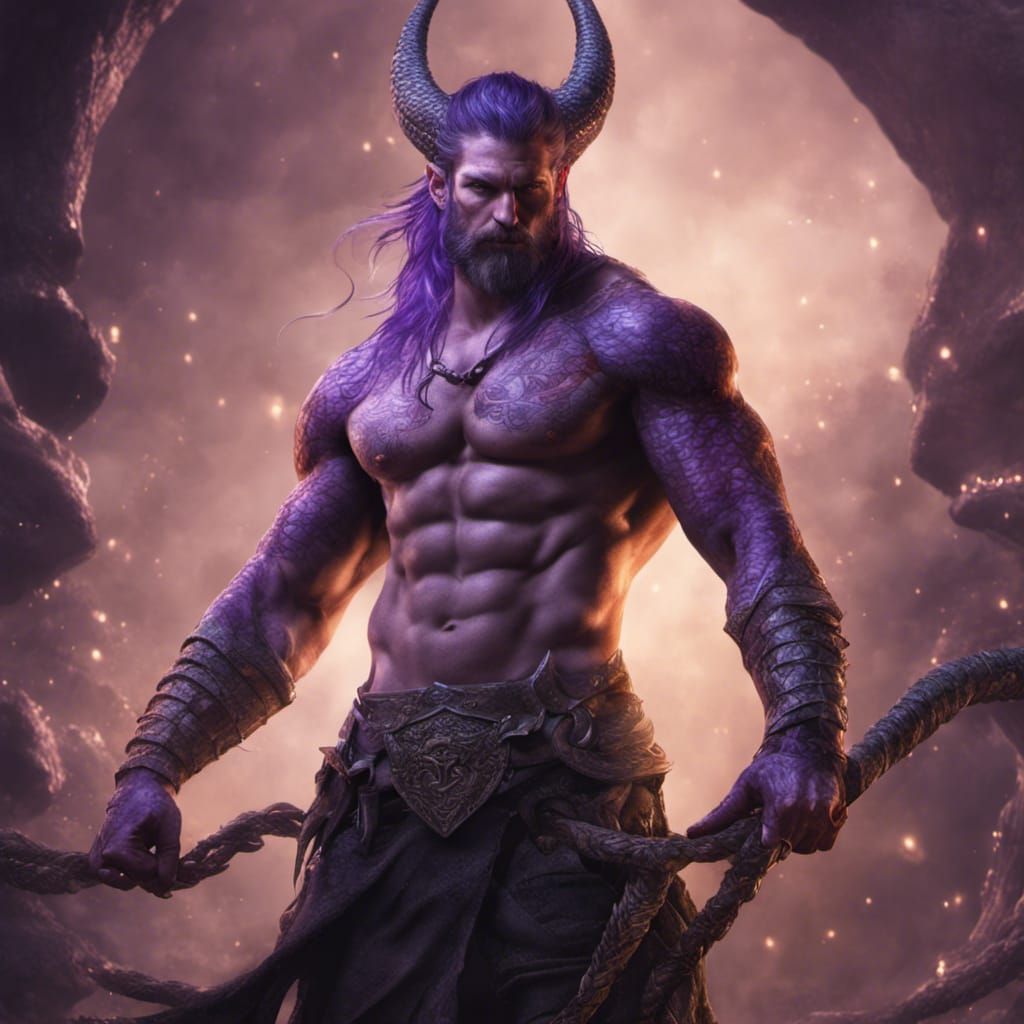 Purple dragon viking warrior