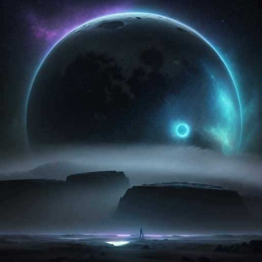 Nebula Moonscape in Sci-Fi Concept Art Style