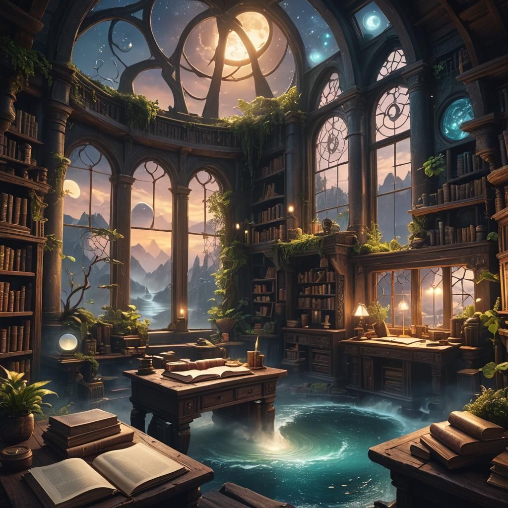 Moonlit Wizard Tower Study, Fantasy Concept Art