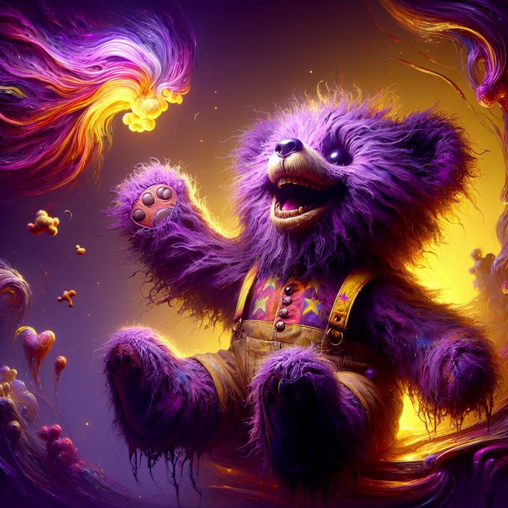Joyous Teddy Bear in Dark Fantasy Art Nouveau