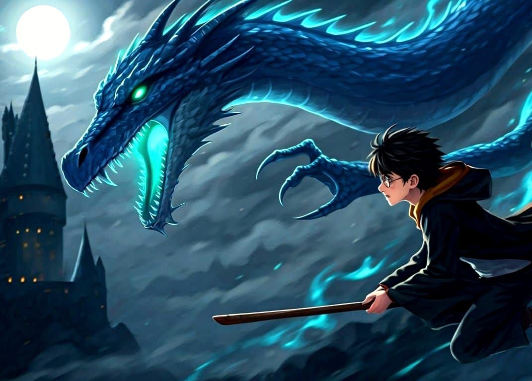 Magical Flight Over Hogwarts Castle