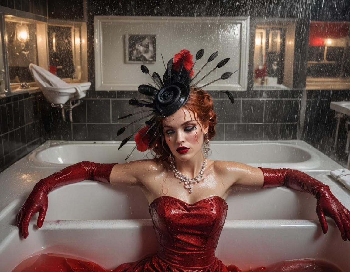 Glamorous Woman in Bath: Hyper-Realistic Photography