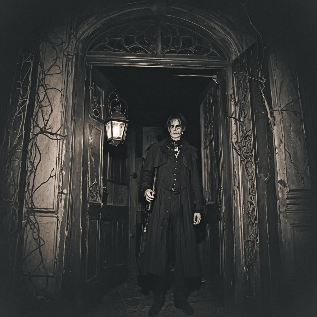 Gothic Horror: Figure at a Creepy Door