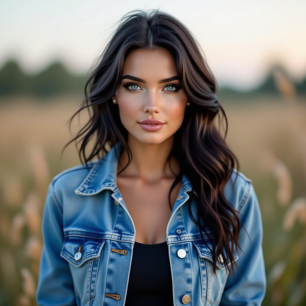 Elf Woman in Denim: Photorealistic Portrait