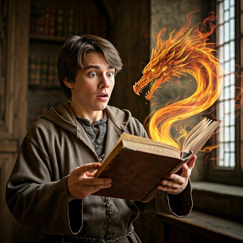 Sorcerer's Apprentice Conjures Fire Dragon with Magic
